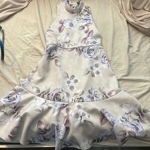 ASOS Cream and Purple Tiered Ruffled Halter Dress